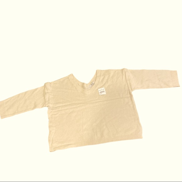 NWT Madewell Double-V Cream Pullover Sweater - Picture 2 of 9